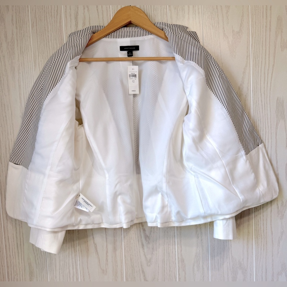 Ann Taylor Suit Blazer White w/ Navy Blue Size 12 NWT - Picture 5 of 5